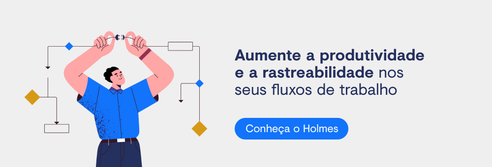 O banner contém o texto: Aumente a produtividade e a rastreabilidade nos seus fluxos de trabalho