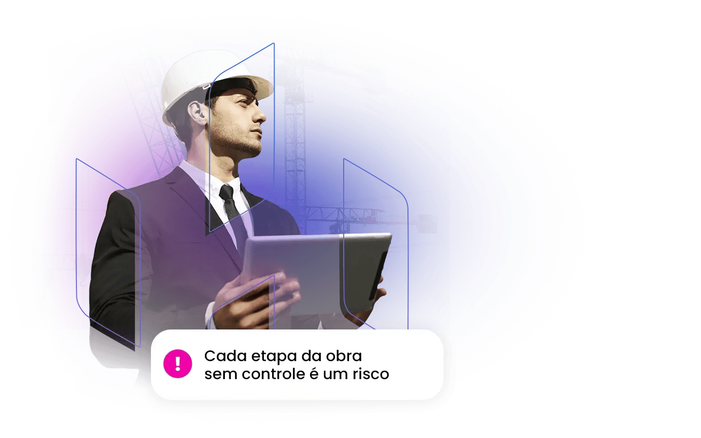 Engenheiro civil com tablet analisando riscos de obra sem gestão de processos Holmes na construção civil