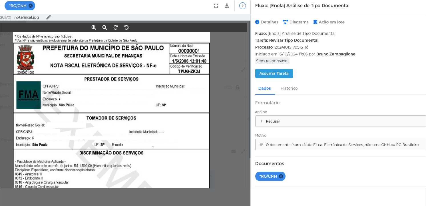Pagamento de notas fiscais